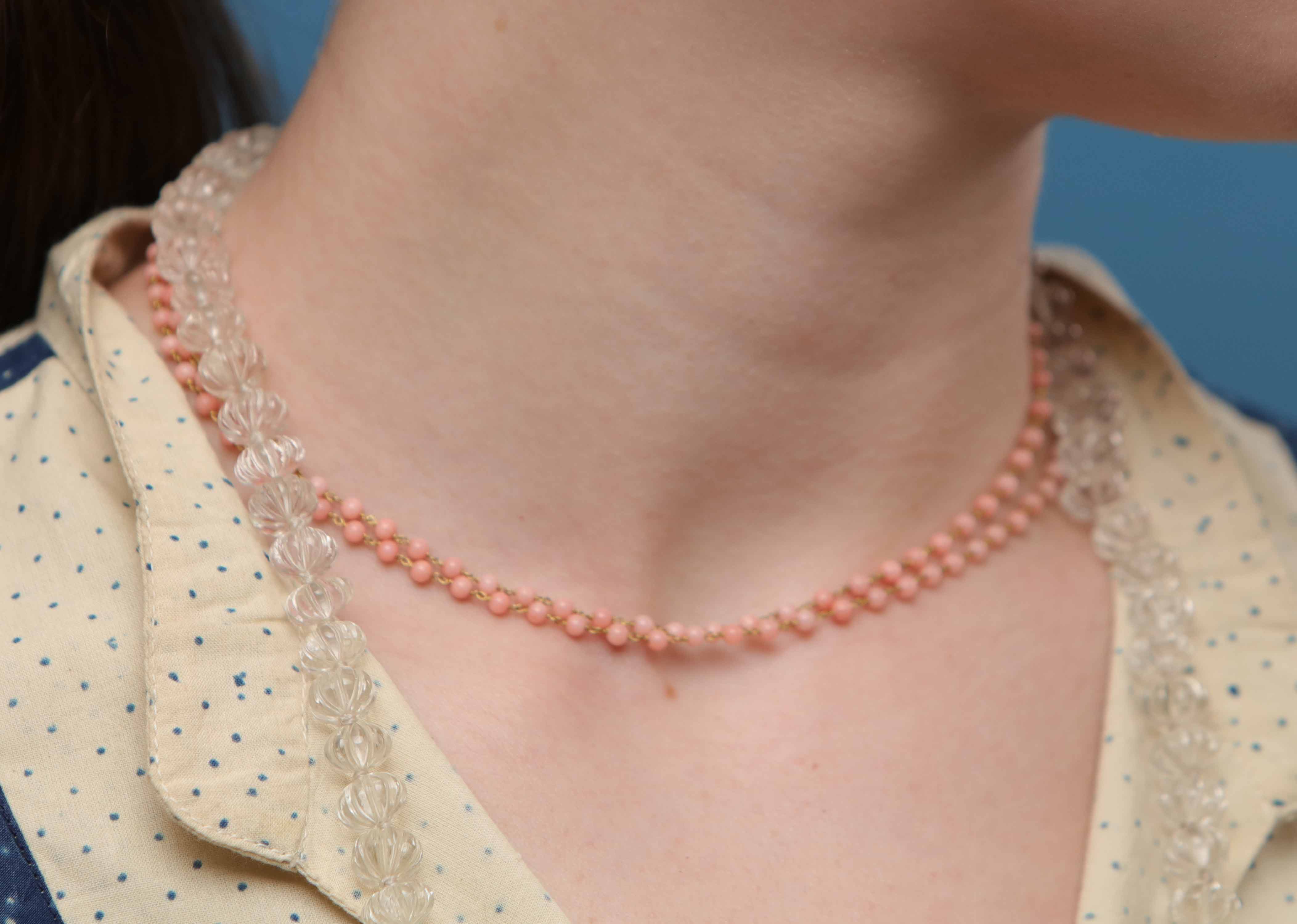 Angel Skin Coral and 18k Necklace