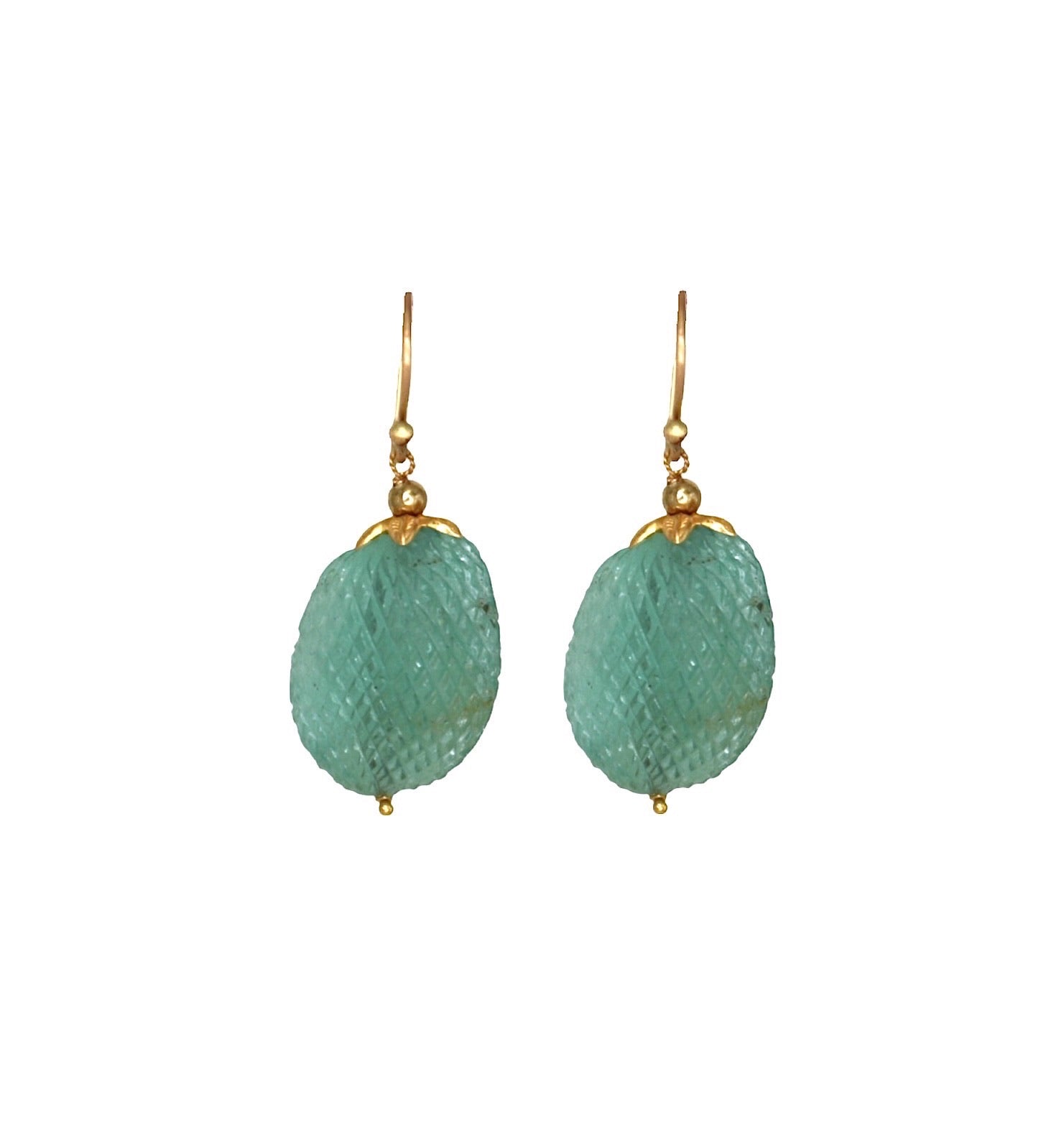Carved Emerald Drop Earrings