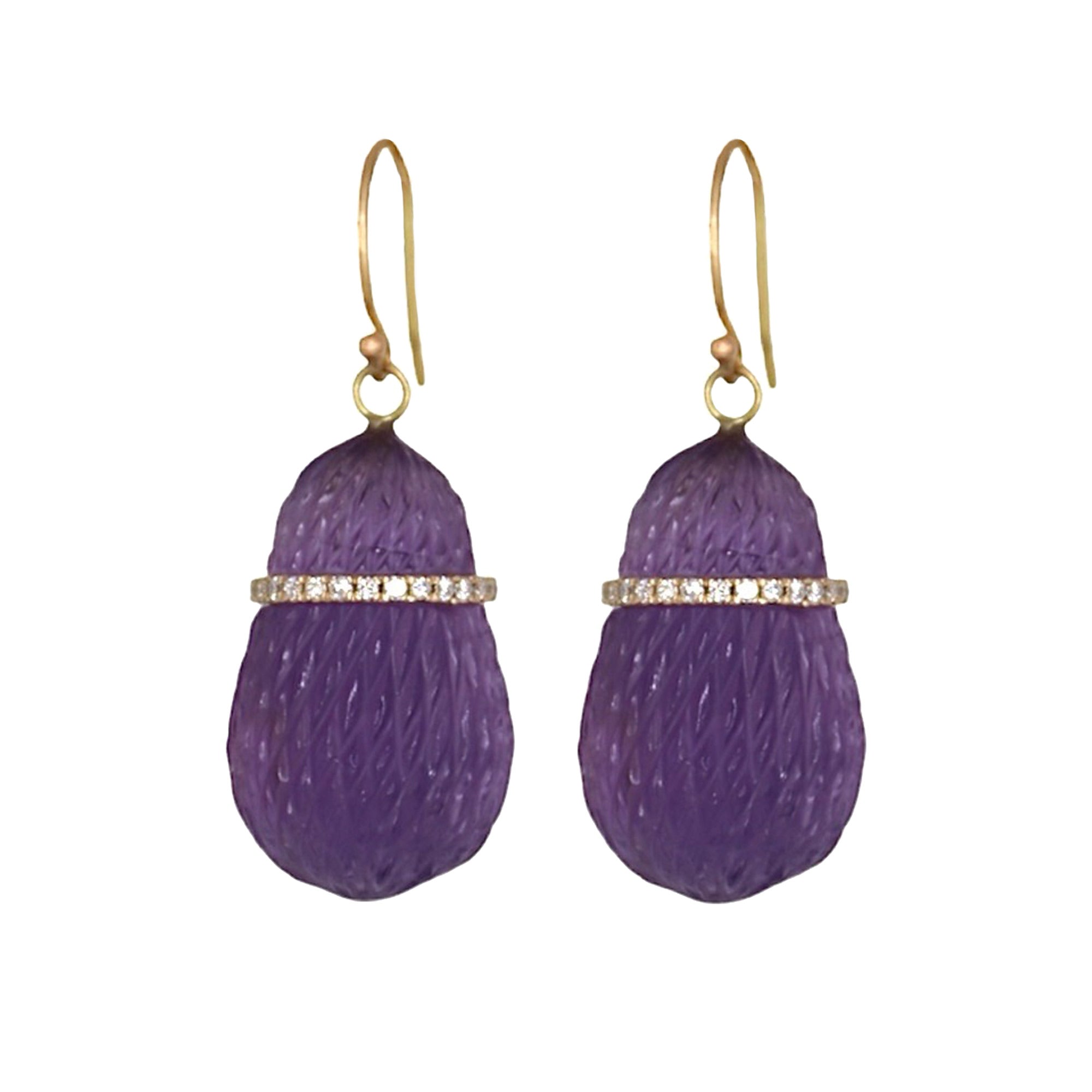 Amethyst Acorn with Diamond Bezel