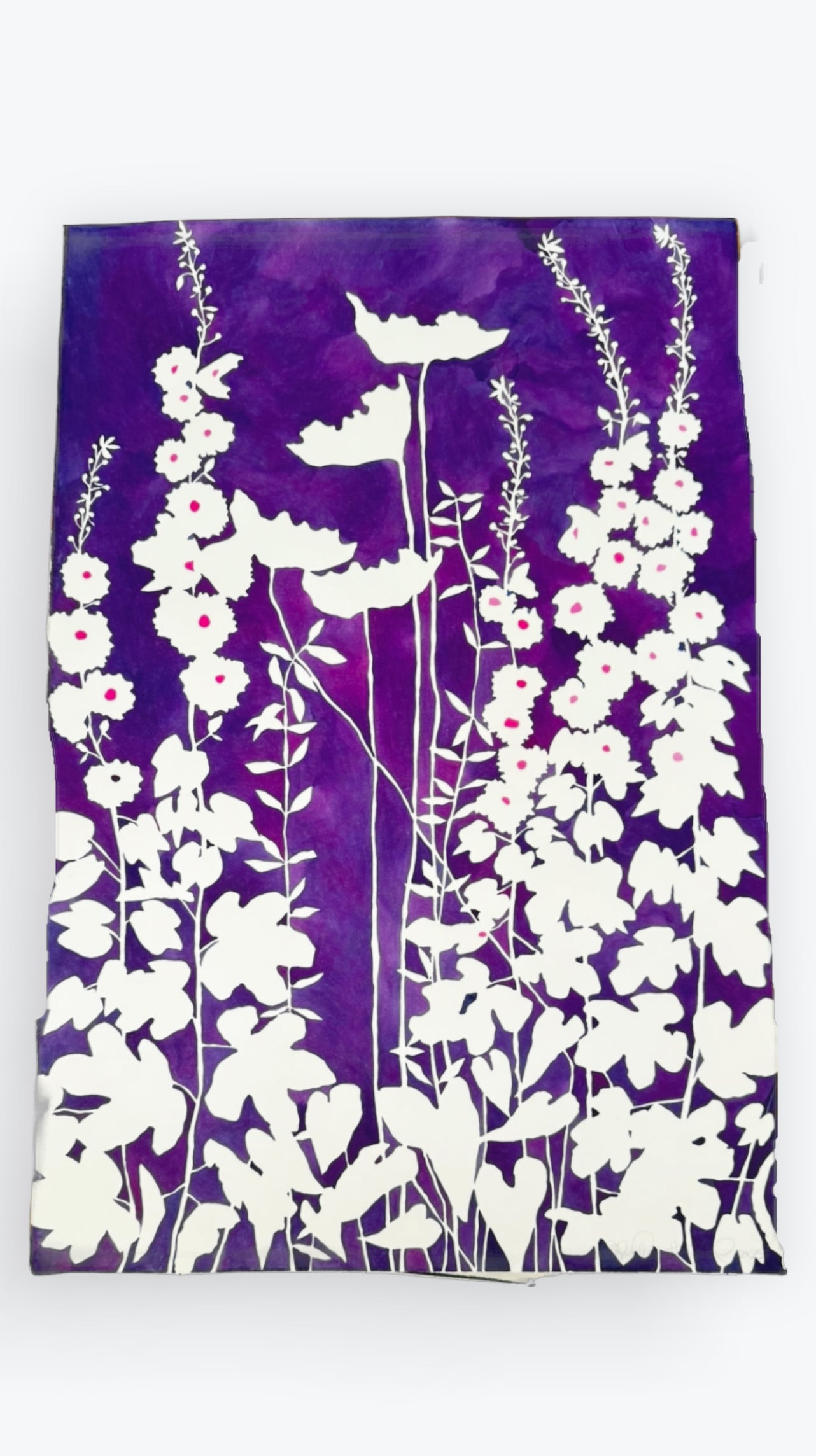 Hollyhocks Pen and Ink
